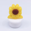 front view of a white Sunflower Pot Silicone Focal Beads Accessory