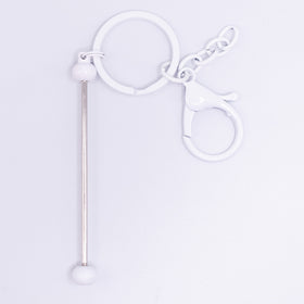 White Beadable Keychain Bars with Chain - 1 & 5 Count