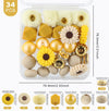 detailed view of a pile of Floral Silicone Variety Bead Pack with storage case- 34 Pieces