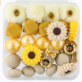 Floral Silicone Variety Bead Pack with storage case- 34 Pieces