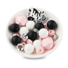 front view of a pile of Zebra Silicone Variety Bead Pack- 27 Pieces