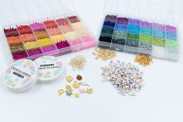 front view of a pile of DIY Letter and Seed Bead Kit - over 12,000 pieces