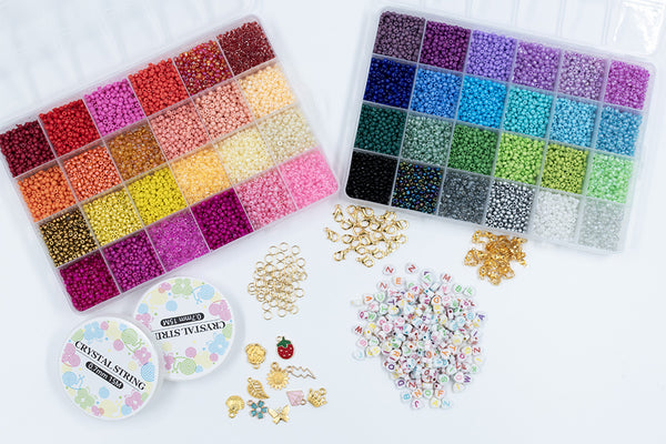 top view of a pile of DIY Letter and Seed Bead Kit - over 12,000 pieces