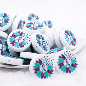Teal and Purple Awareness Ribbon Silicone Focal Bead Accessory