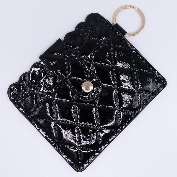 Black Quilted Add-A-Wristlet Wallet Card Holder with ID Window