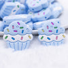 macro view of Large Blue Cupcake Silicone Focal Bead Accessory