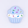 top view of a Large Blue Cupcake Silicone Focal Bead Accessory