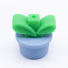 front view of a blue Flower Pot Silicone Focal Beads Accessory