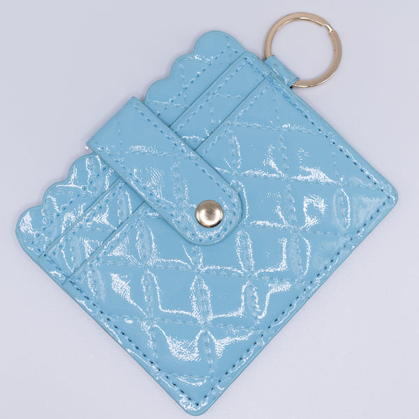 Blue Quilted Add-A-Wristlet Wallet Card Holder with ID Window