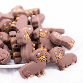 Brown Dachshund Silicone Focal Bead Accessory