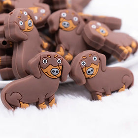 Brown Dachshund Silicone Focal Bead Accessory