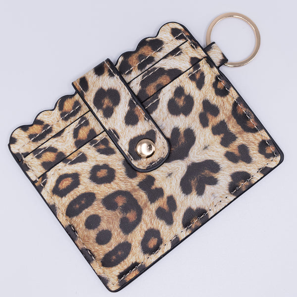 Brown Leopard Add-A-Wristlet Wallet Card Holder with ID Window
