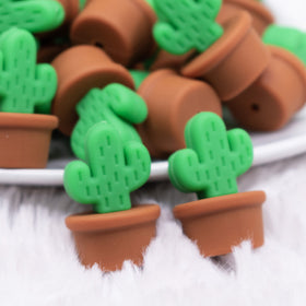 Cactus flower pot Silicone Focal Bead Accessory