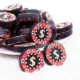 Casino Chip Silicone Focal Bead Accessory