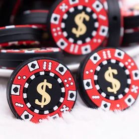 Casino Chip Silicone Focal Bead Accessory