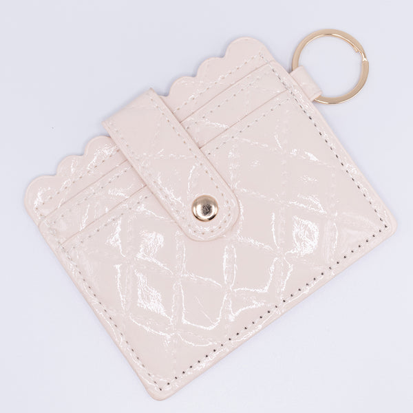 Cream Quilted Add-A-Wristlet Wallet Card Holder with ID Window