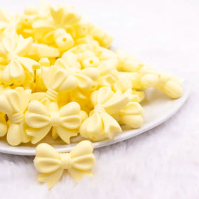 25mm Cream Yellow Bow Knot silicone bead