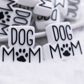 Dog Mom with paw print Silicone Focal Bead Accessory