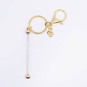 Gold Beadable Keychain Bars with Chain - 1 & 5 Count