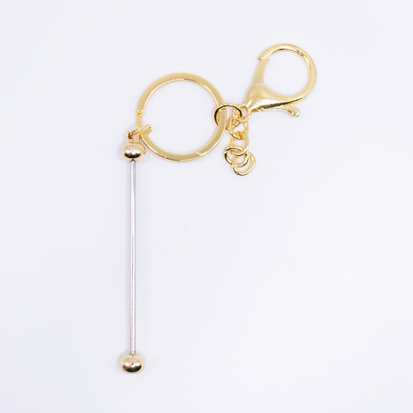 top view of a Gold Beadable Keychain Bars with Chain - 1 & 5 Count