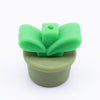 front view of a green Flower Pot Silicone Focal Beads Accessory