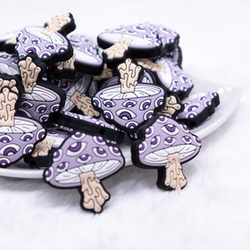 Purple Mushroom Silicone Focal Bead Accessory