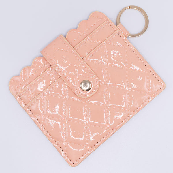 Peach Quilted Add-A-Wristlet Wallet Card Holder with ID Window