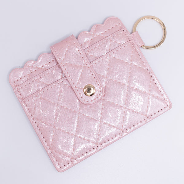 Pink Quilted Add-A-Wristlet Wallet Card Holder with ID Window
