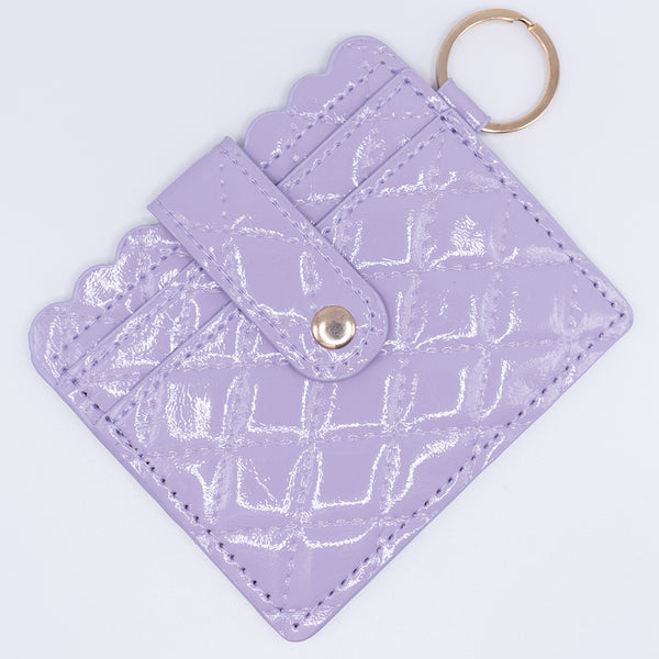 Purple Quilted Add-A-Wristlet Wallet Card Holder with ID Window