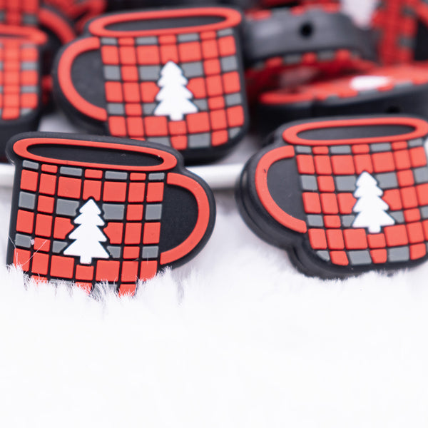 front view of a Plaid Tree Mug Silicone Focal Bead Accessory