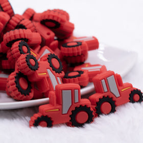 Red Tractor Silicone Focal Bead Accessory