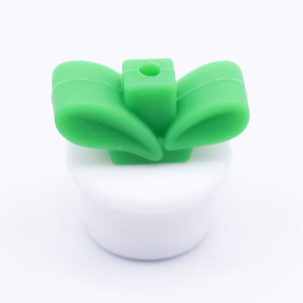 front view of a white Flower Pot Silicone Focal Beads Accessory