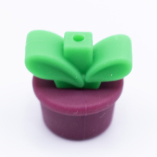 front view of a wine Flower Pot Silicone Focal Beads Accessory