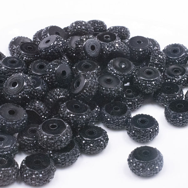 Small Black Rhinestone spacer Beads For Unique sparkly Bracelet