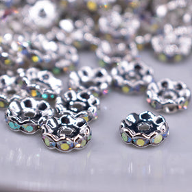 10MM Wavy Silver Rondelle Spacer Beads [Set of 20]