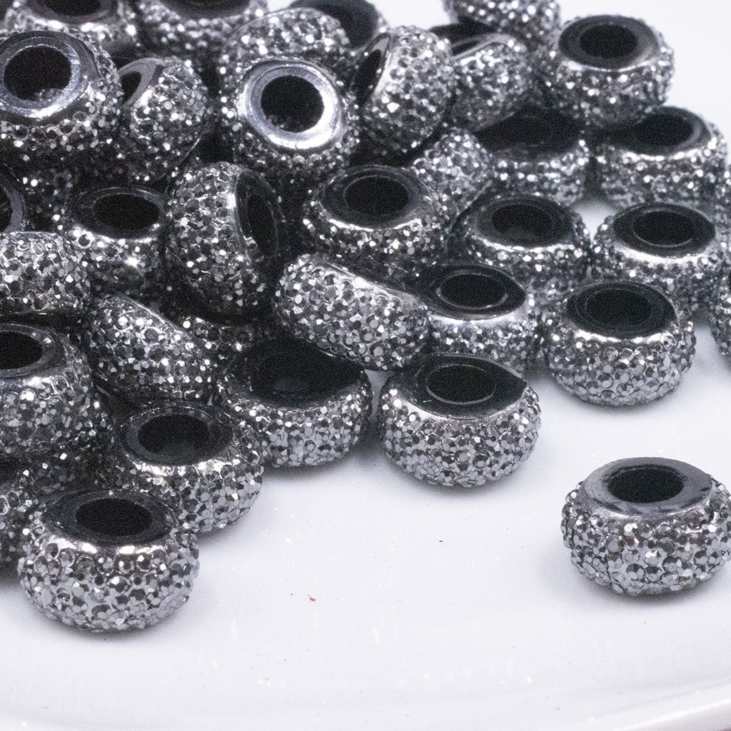 Rhinestone Metal Spacer Beads: 8 Piece