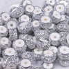 close up view of a pile of 12mm White Resin with Silver Rhinestone Rondelle Spacer Beads - Set of 10