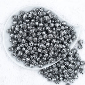 9mm Silver Antique Style Acrylic Beads
