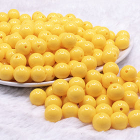 12mm Butter Yellow Solid Acrylic Bubblegum Beads - 20 & 50 Count