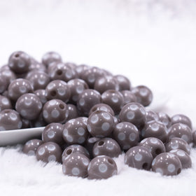 12mm Gray with White Polka Dot Acrylic Chunky Bubblegum Beads
