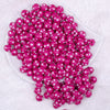 top view of a pile of 12mm Hot Pink with White Polka Dot Acrylic Chunky Bubblegum Beads