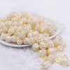 Front view of a pile of 12mm Cream Rhinestone AB Bubblegum Beads [10 & 20 Count]