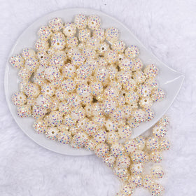 12mm Cream Rhinestone AB Bubblegum Beads [10 & 20 Count]