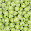 close up view of a pile of 12mm Lime Green with White Polka Dot Acrylic Chunky Bubblegum Beads