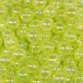 12mm Lime Green Crackle AB Bubblegum Beads