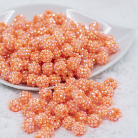 12mm Orange Shimmer Rhinestone AB Bubblegum Beads