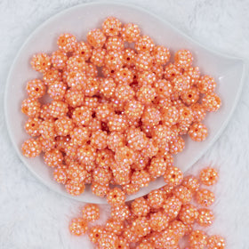 12mm Orange Shimmer Rhinestone AB Bubblegum Beads