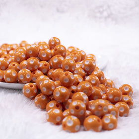 12mm Orange with White Polka Dot Acrylic Chunky Bubblegum Beads