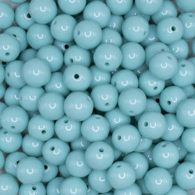 12mm Pale Turquoise Solid Acrylic Bubblegum Beads - 20 & 50 Count