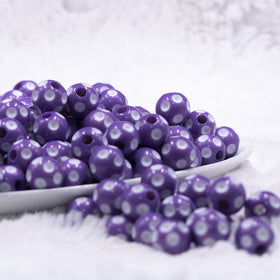 12mm Purple with White Polka Dot Acrylic Chunky Bubblegum Beads